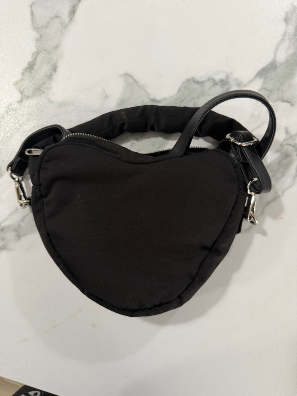 Black Heart-Shaped Crossbody Bag